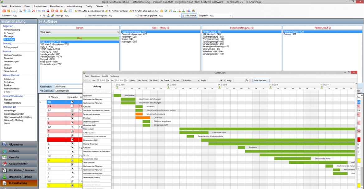 isproNG - Gantt chart isproNG Instandhaltungssoftware - Gantt chart