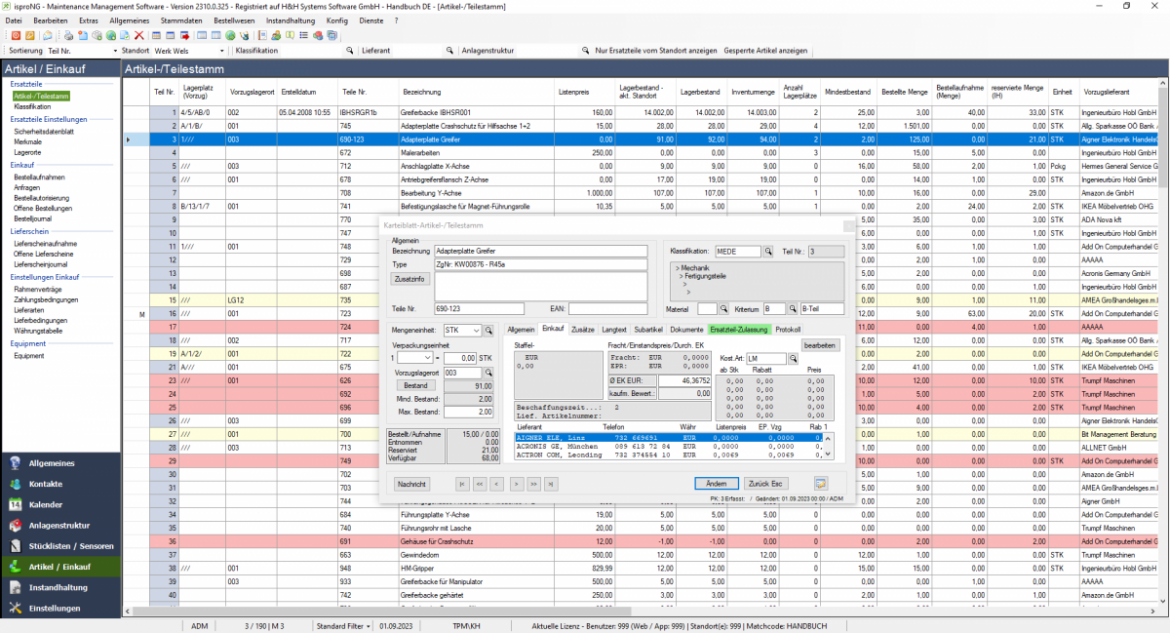 Ersatzteileverwaltung und Einkauf im Leadsystem Ersatzteileverwaltung und Einkauf im Leadsystem
